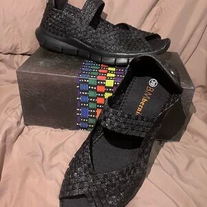 bernie mev. Black Woven Sandals
